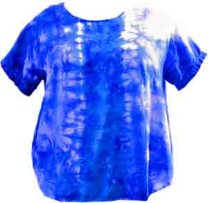 rayon shirt dyed with blue and turquoise vinyl sulfine dye