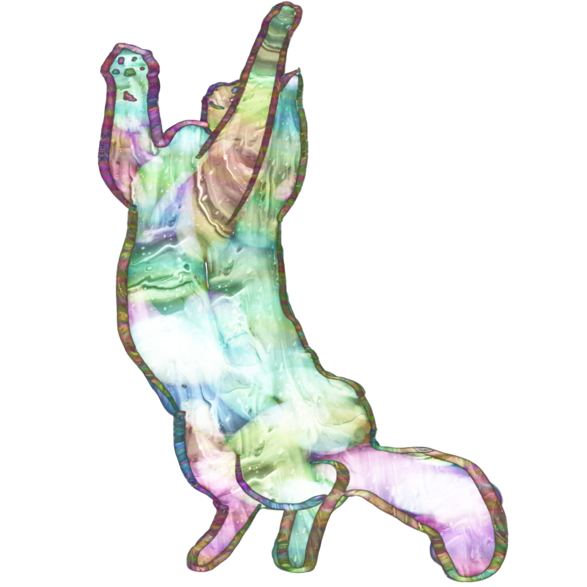 multicolor cat reaching up